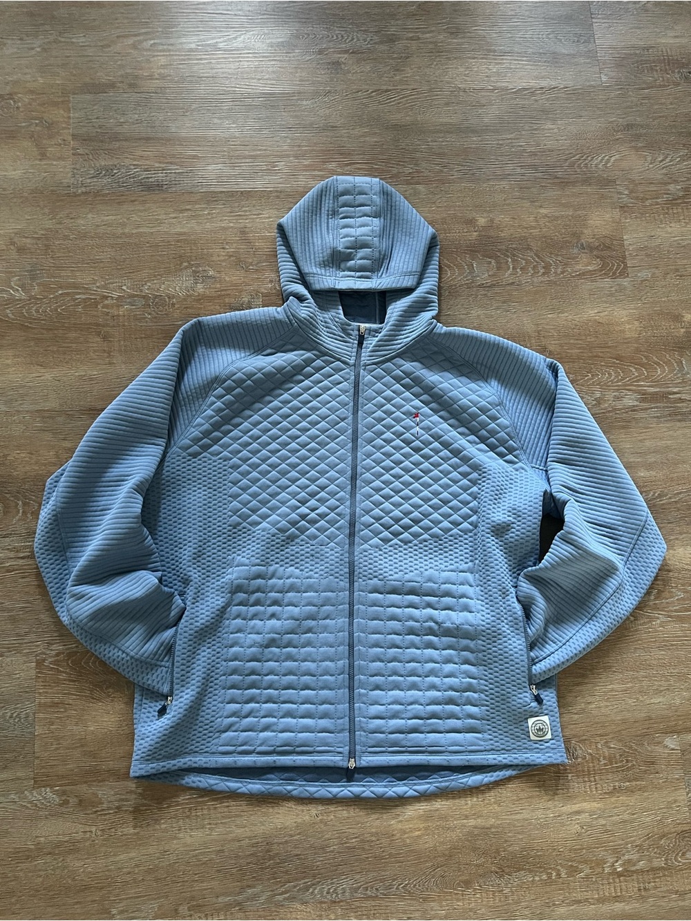 Peter Millar Orion Performance Quilted Hoodie | Blue | XXL | Full Zip